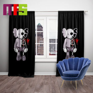 Kaws Skeleton Flayed Heart Dissected Black Home Decor Window Curtains