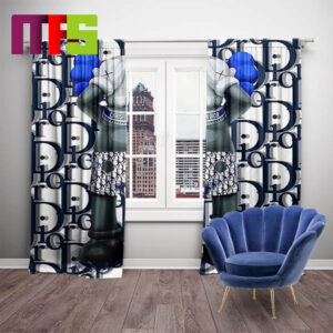Kaws x Dior Shy Kaws Doll With Dior Navy Text Home Decor Windows Curtains