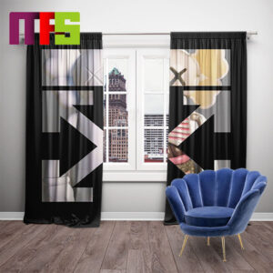 Kaws x Off White Signature Logo Black Home Decor Window Curtains