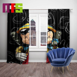 Kaws x Pinocchio And Jiminy Cricket Black Luxury Window Curtains