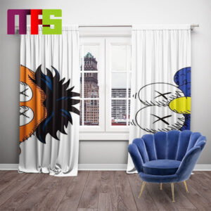 Kaws x Seasame Street Kaws BFF Blue x Ernie White Luxury Window Curtains