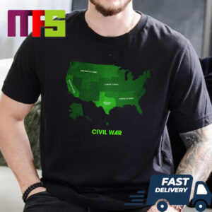 The US Map in Civil War In Theaters On April 12th 2024 Unisex T-Shirt