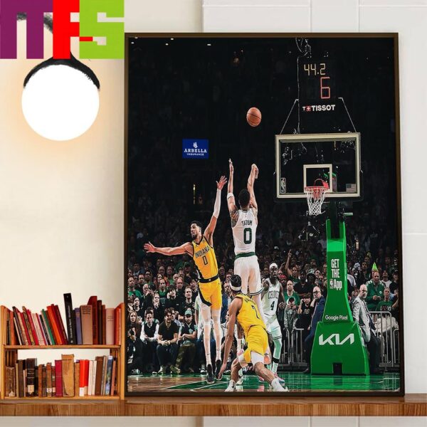 2023-2024 NBA Playoffs Eastern Conference Finals Game 1 Indiana Pacers Vs Boston Celtics Jayson Tatum With The Clutch 3 Points Game Winner In OT Home Decorations Wall Art Poster Canvas