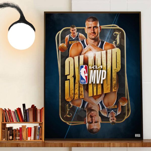 3x MVP NBA Most Valuable Player For Nikola Jokic In NBA Awards Wall Decor Poster Canvas