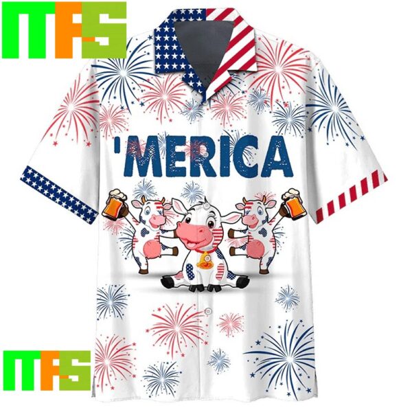 4Th Of July Independences Day Cow And Beer Hawaiian Shirt Gifts For Men And Women Hawaiian Shirt