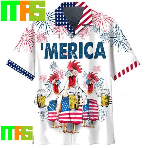 4Th Of July Independences Day With Chicken And Beer Hawaiian Shirt Gifts For Men And Women Hawaiian Shirt