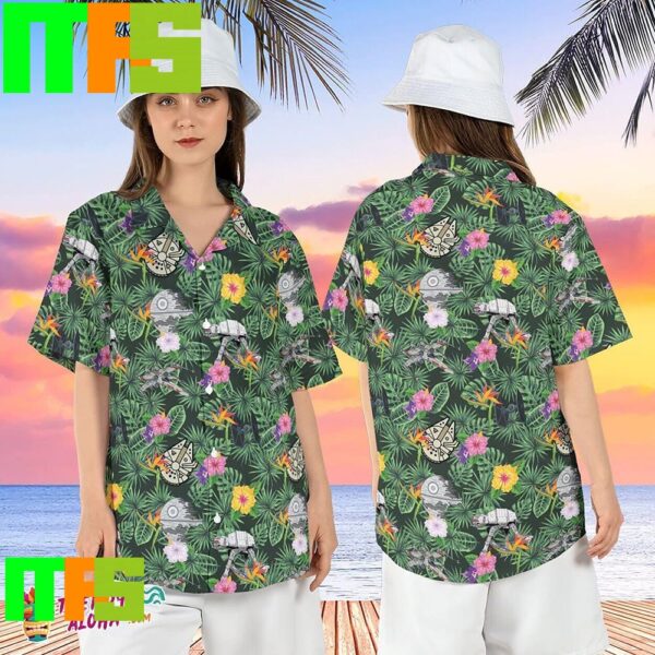 AT-AT Walker Star Wars Tropical Spaceship Floral Hawaiian Shirt Gifts For Men And Women Hawaiian Shirt