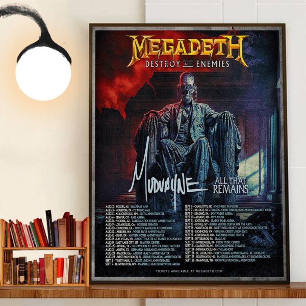 All That Remains Megadeth And Mudvayne At The Destroy All Enemies Tour 2024 In North America Wall Decor Poster Canvas