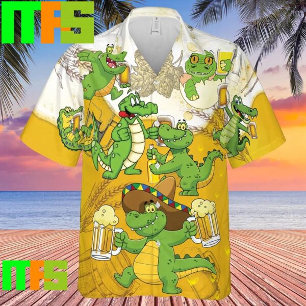 Alligator Love Beer Yellow And White Hawaiian Shirt Gifts For Men And Women Hawaiian Shirt