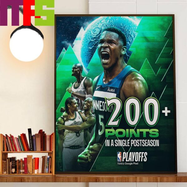 Anthony Edwards Becomes The 4th Player In Minnesota Timberwolves Franchise History To Score 200 Pts In A Single Postseason Home Decor Poster Canvas