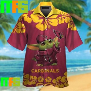 Arizona Cardinals Baby Yoda Short Sleeve Button Up Tropical Hawaiian Shirt Gifts For Men And Women Hawaiian Shirt