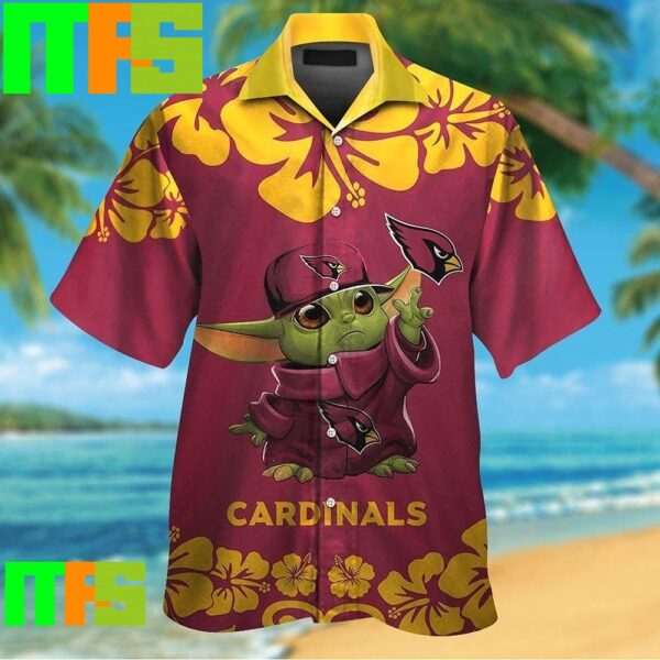 Arizona Cardinals Baby Yoda Short Sleeve Button Up Tropical Hawaiian Shirt Gifts For Men And Women Hawaiian Shirt