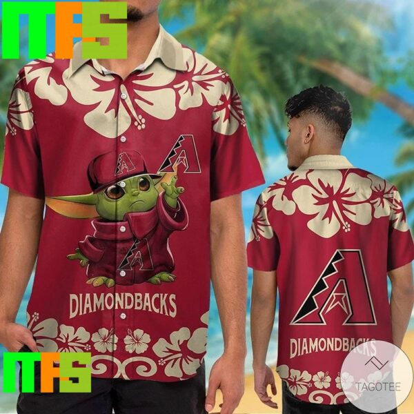 Arizona Diamondbacks Red Gold MLB Baby Yoda Trendy Aloha Hawaiian Shirt Gifts For Men And Women Hawaiian Shirt