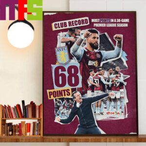 Aston Villa Most Points In A 38-Game Premier League Season Club Record With 68 Points Home Decorations Poster Canvas