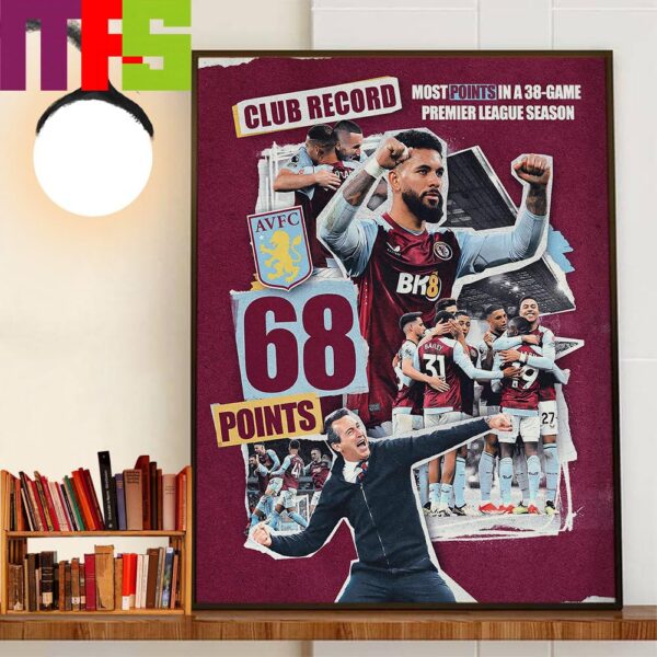 Aston Villa Most Points In A 38-Game Premier League Season Club Record With 68 Points Home Decorations Poster Canvas
