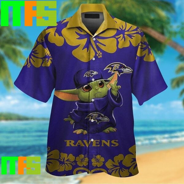 Baby Yoda Baltimore Ravens Tropical Hawaiian Shirt Gifts For Men And Women Hawaiian Shirt