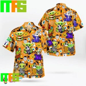 Baby Yoda Boo Halloween Summer Holiday Family Aloha Hawaiian Shirt Gifts For Men And Women Hawaiian Shirt