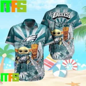 Baby Yoda Star Wars Loves NFL Philadelphia Eagles Hawaiian Shirt Gifts For Men And Women Hawaiian Shirt