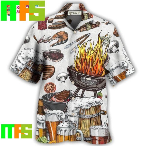 Bbq Grill And Drink Beer White Trendy Hawaiian Shirt Gifts For Men And Women Hawaiian Shirt