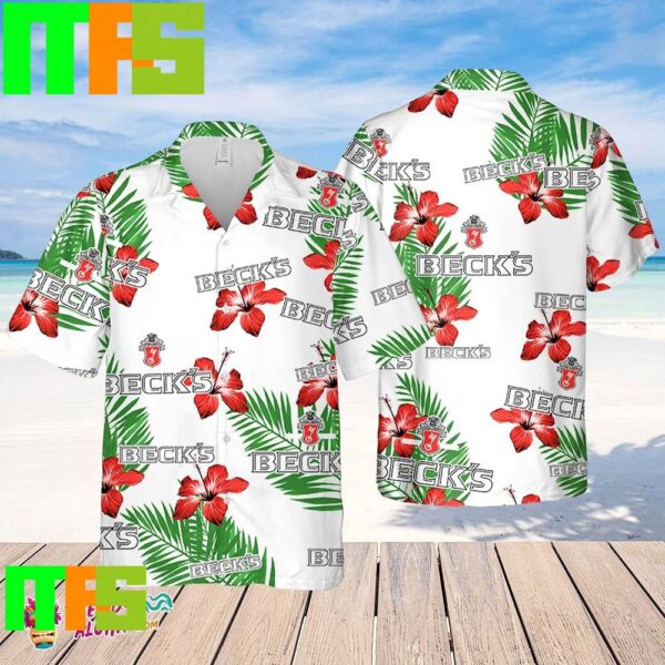 Becks Beer Hibiscus Flower Pattern Hawaiian Shirt Gifts For Men And Women Hawaiian Shirt