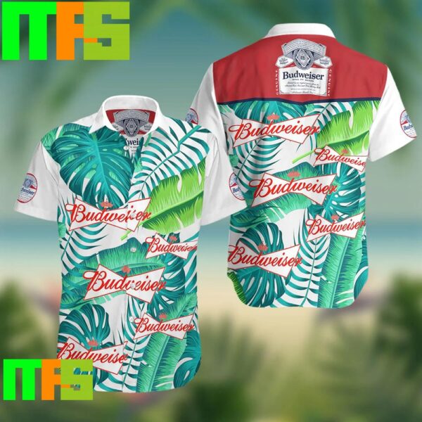 Beer Budweiser Logo Tropical Palm Leave Green Hawaiian Shirt Gifts For Men And Women Hawaiian Shirt