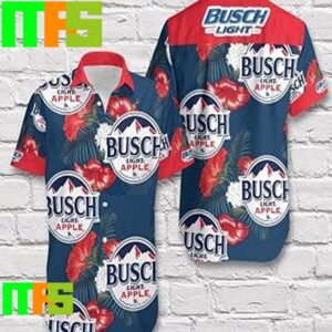 Beer Busch Light Apple Hibiscus Flower Pattern Blue Red Hawaiian Shirt Gifts For Men And Women Hawaiian Shirt