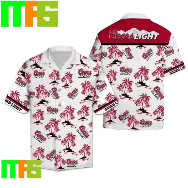 Beer Coors Light Logo Palm Trees Pattern Red Hawaiian Shirt Gifts For Men And Women Hawaiian Shirt