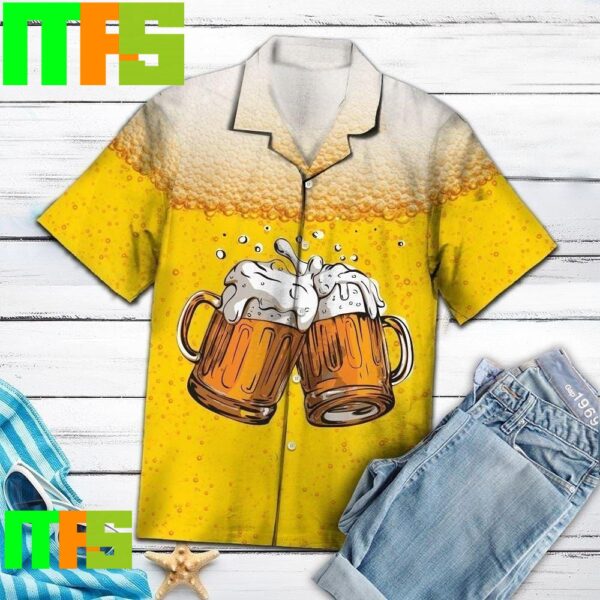 Beer Cups Cheer Beer Bubble Yellow Hawaiian Shirt Gifts For Men And Women Hawaiian Shirt
