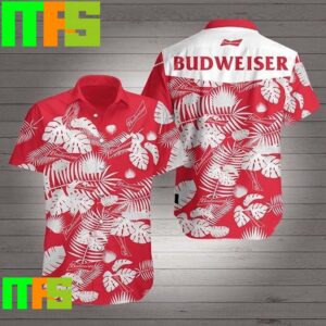 Beer Hawaii Shirt Budweiser Logo Tropical Red White Hawaiian Shirt Gifts For Men And Women Hawaiian Shirt