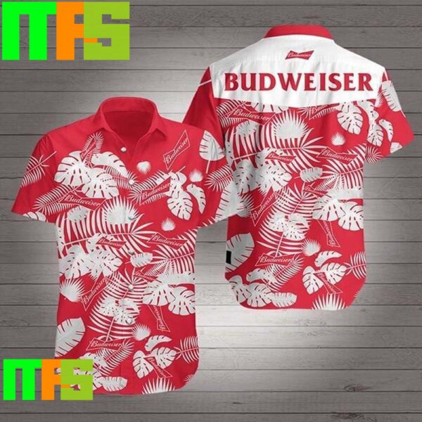 Beer Hawaii Shirt Budweiser Logo Tropical Red White Hawaiian Shirt Gifts For Men And Women Hawaiian Shirt