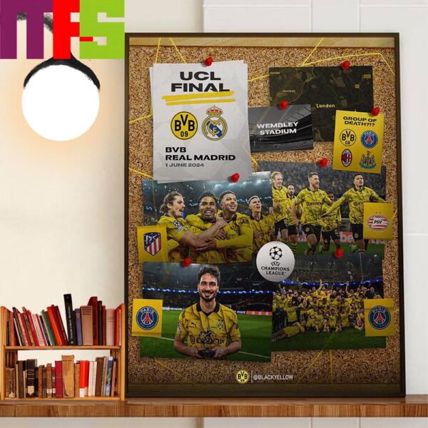 Borussia Dortmund The Journey UEFA Champions Leagues Final 2023-2024 Home Decorations Wall Art Poster Canvas