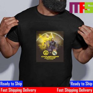 Borussia Dortmund Vs Real Madrid at Wembley For The 2024 UEFA Champions League Final Essential T-Shirt Borussia Dortmund Vs Real Madrid at Wembley For The 2024 UEFA Champions League Final Essential T-Shirt