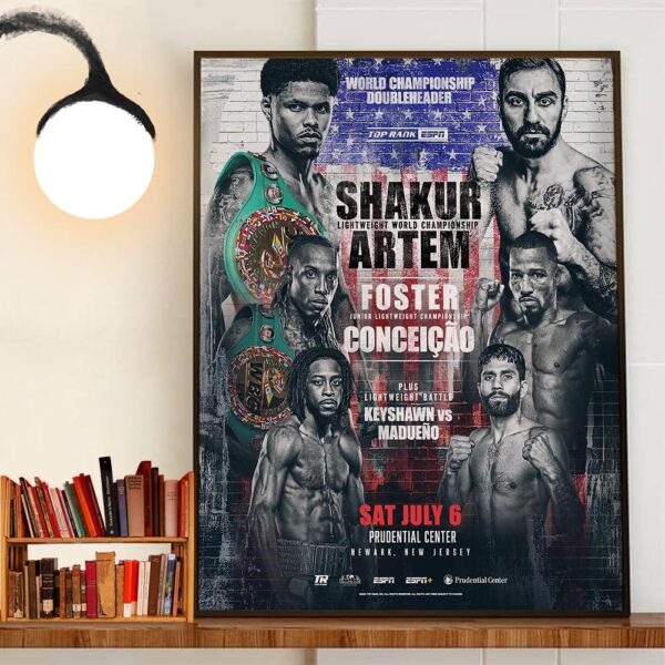 Brick City World Championship Doubleheader Title at Prudential Center Newark NJ July 6th2024 Wall Decor Poster Canvas