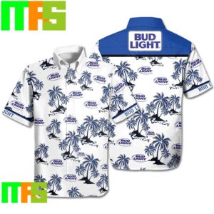 Bud Light Beer Palm Trees White Blue Hawaiian Shirt Gifts For Men And Women Hawaiian Shirt