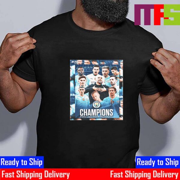 Congrats Manchester City Are 2023-2024 Premier League Champions For The 4th Time In A Row Essential T-Shirt