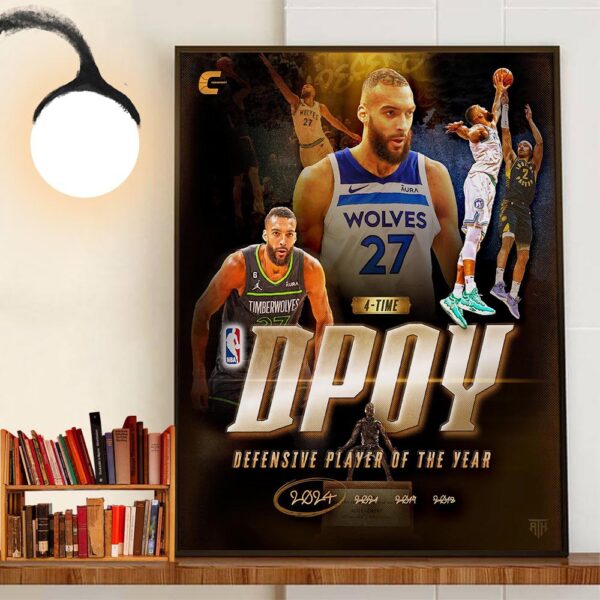 Congrats Rudy Gobert Is The NBA Defensive Player Of The Year For 4-Time Wall Decor Poster Canvas