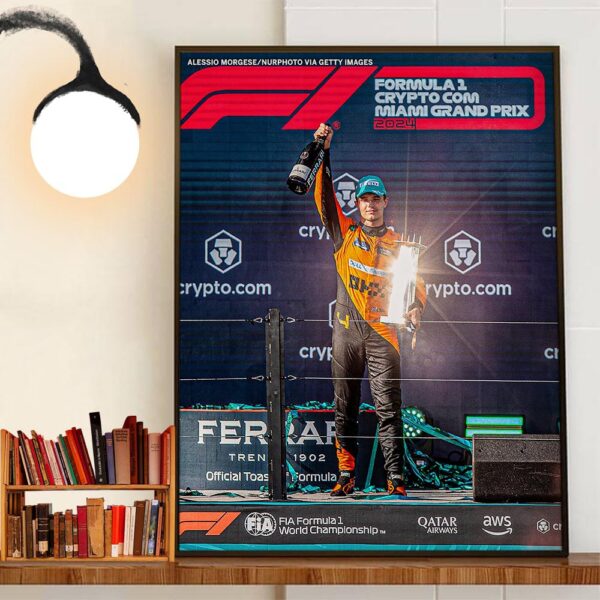 Congratulations To McLaren Driver Lando Norris Is The Winner F1 Race Week Miami GP 2024 Wall Decor Poster Canvas