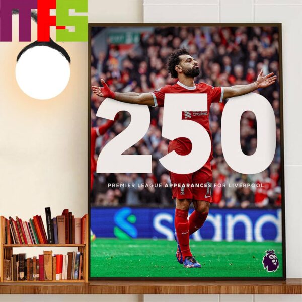 Congratulations To Mohamed Salah 250 Premier League Appearances For Liverpool FC Home Decorations Poster Canvas