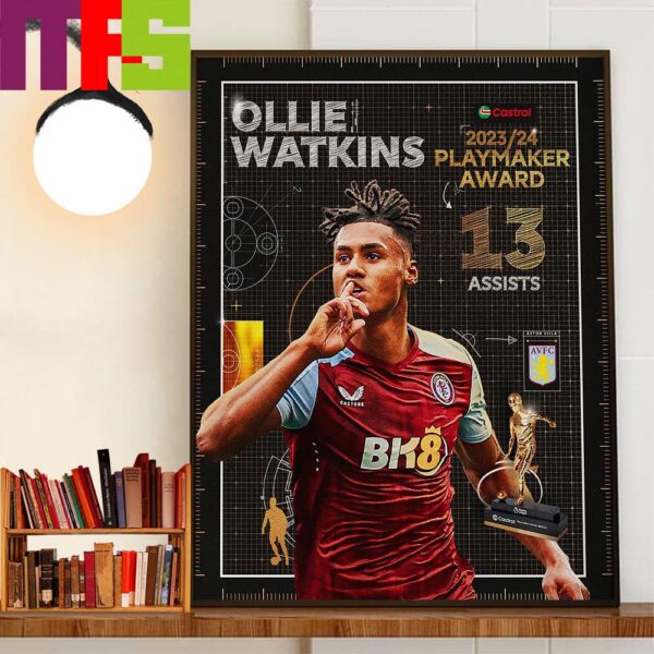 Congratulations To Ollie Watkins Is The 2023-2024 Premier League Playmaker Award Winner Home Decorations Poster Canvas