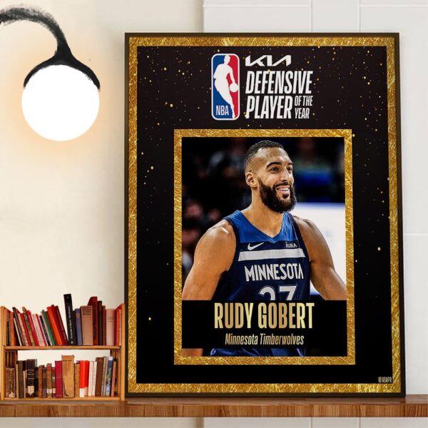 Congratulations To Rudy Gobert Of Minnesota Timberwolves For Winning Record 4th NBA Defensive Player Of The Year Award Wall Decor Poster Canvas