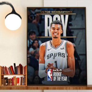 Congratulations To Victor Wembanyama Is The 2023-24 KIA NBA Rookie Of The Year Wall Decor Poster Canvas Congratulations To Victor Wembanyama Is The 2023-24 KIA NBA Rookie Of The Year Wall Decor Poster Canvas