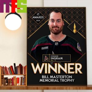 Connor Ingram Is The Winner Of The Bill Masterton Memorial Trophy In NHL Awards 2024 Home Decor Poster Canvas