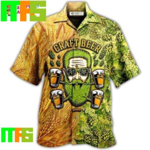 Craft Beer And Beard Man Green And Yellow Hawaiian Shirt Gifts For Men And Women Hawaiian Shirt