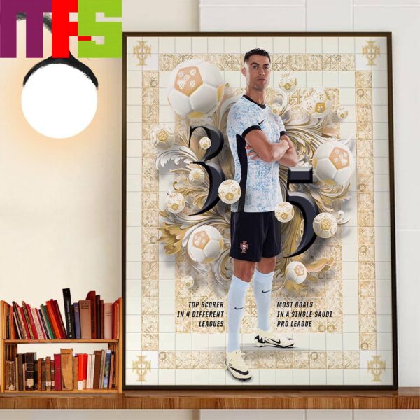 Cristiano Ronaldo Is The Top Scorer In 4 Different Leagues And Most Goals In A Single SPL Wall Art Decor Poster Canvas