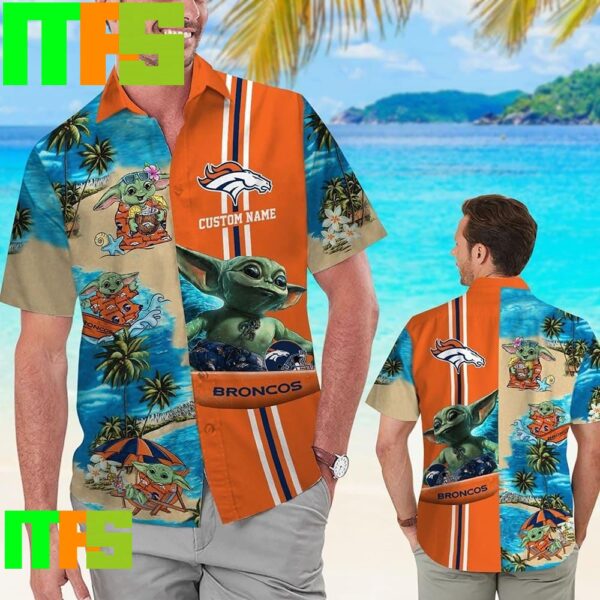Denver Broncos Baby Yoda Name Personalized Tropical Hawaiian Shirt Gifts For Men And Women Hawaiian Shirt