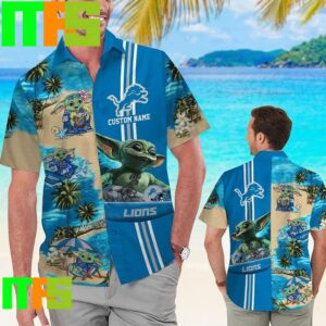 Detroit Lions Baby Yoda Name Personalized Tropical Hawaiian Shirt Gifts For Men And Women Hawaiian Shirt