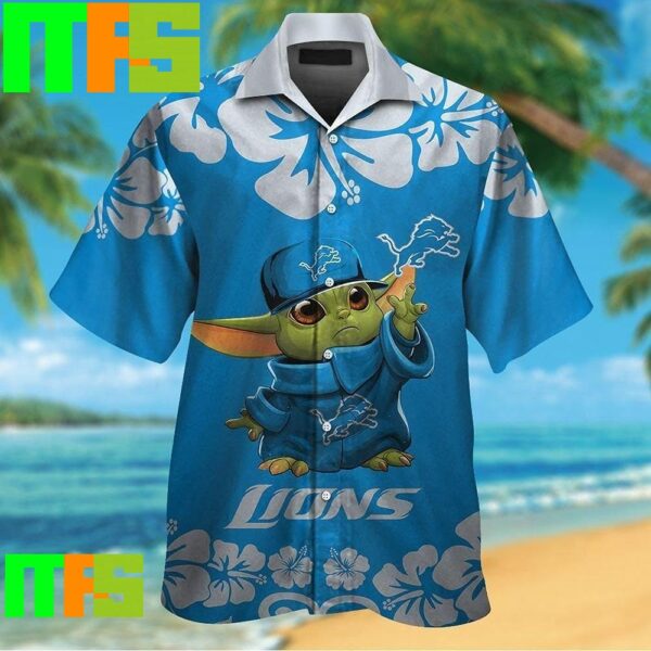 Detroit Lions Baby Yoda Tropical Hawaiian Shirt Gifts For Men And Women Hawaiian Shirt