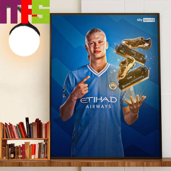Erling Haaland Back-To-Back Premier League Golden Boot Winner Home Decorations Poster Canvas