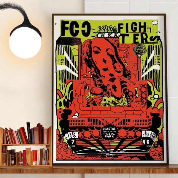 Foo Fighters Performance at Coastal Credit Union Music Park Raleigh NC May 7th 2024 Wall Decor Poster Canvas