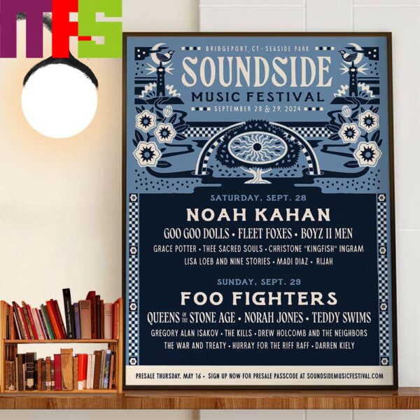 Foo Fighters Soundside Music Festival Bridgeport CT Seaside Park September 28th 29th 2024 Home Decor Poster Canvas